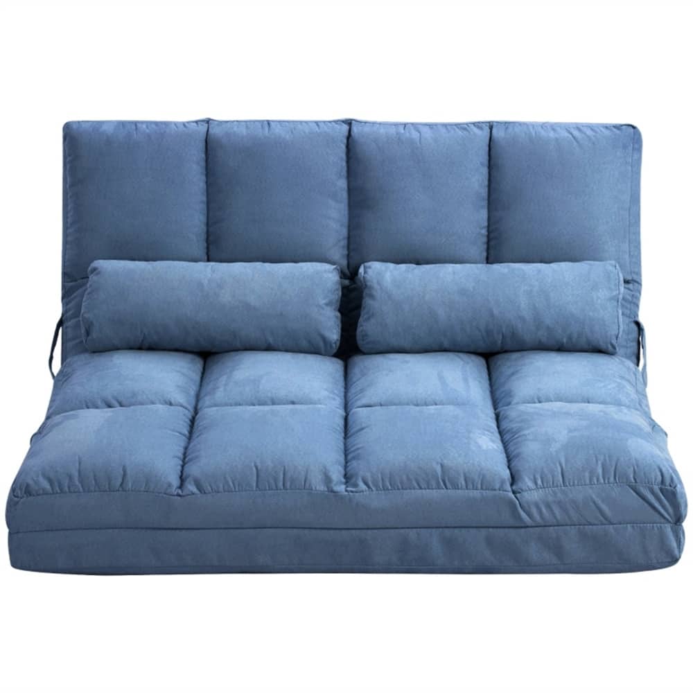 Convertible Suede Sofa Bed 2-in-1 with Adjustable Headrest and Backrest Foldable and Portable - 40.25" W x 28.75" D x 20.75" H