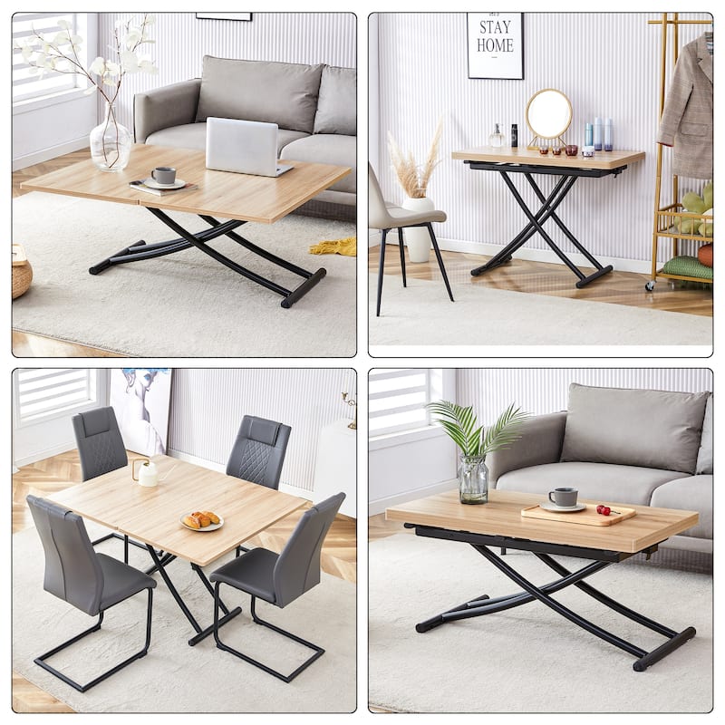Modern minimalist multifunctional lifting table, with a 0.8-inch wood grain process sticker