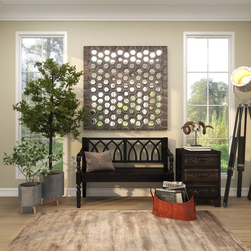 Brown Leather Handmade Box Style Single Slot Magazine Holder with Detail Stitching and Curved Handles