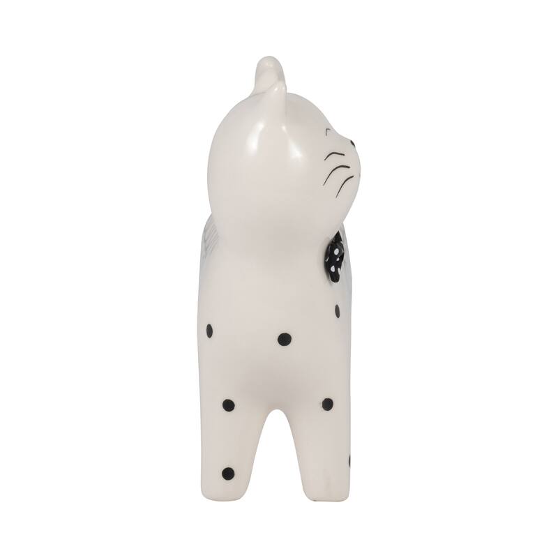 Sagebrook Home Ceramic White Novelty Swirls Cat, Accent Piece Sculpture Home Decor Collectible