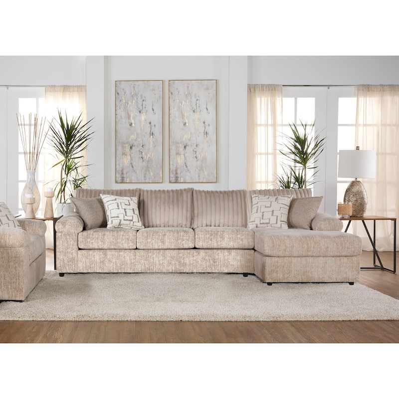 Roundhill Furniture Nason Wide Wale Corduroy Sectional Sofa Chaise with Ottoman