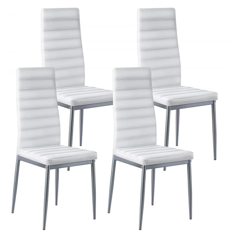 Metal PVC Leather Dining Chair Set Ergonomic Modern Seat