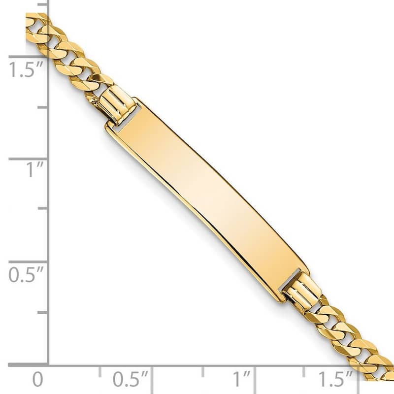 Curata 10k Yellow Gold 6.3mm Engravable Flat Curb Link ID Bracelet