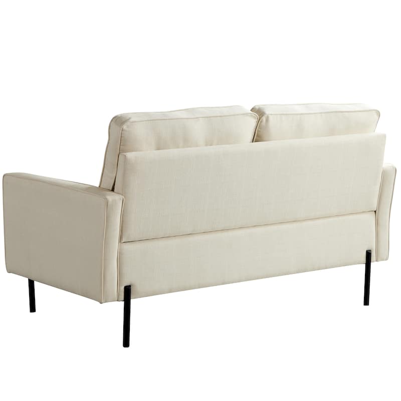 Snowhill 57''W Modern Linen Loveseat, 2-Seater, Matte Black Metal Legs