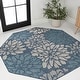 preview thumbnail 192 of 200, JONATHAN Y Floral Textured Weave Indoor/Outdoor Area Rug 5' Octagon - Navy/Aqua
