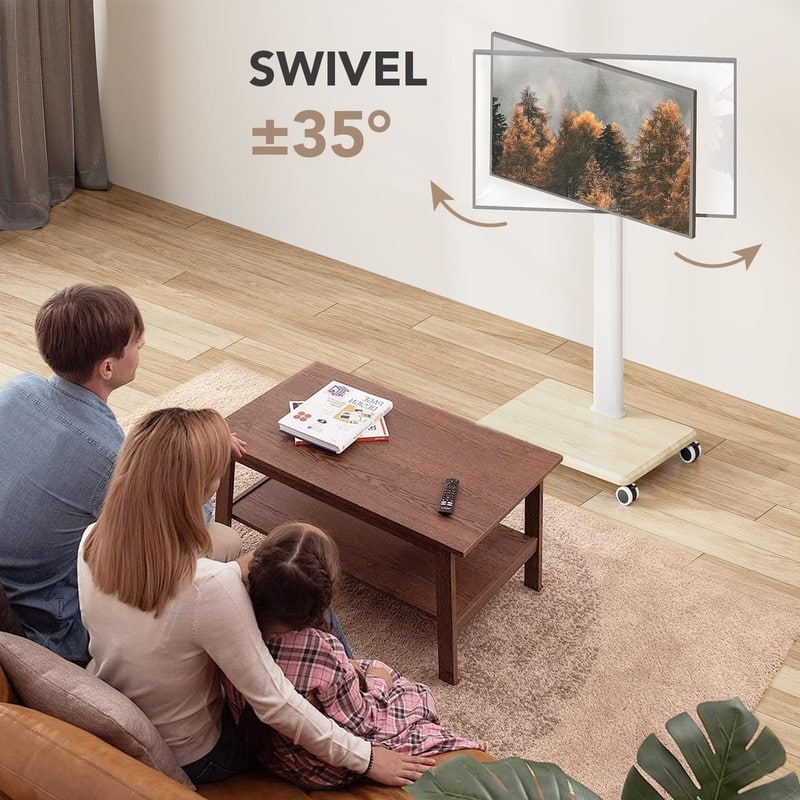 Mobile TV Stand for 27 to 65 Inch TVs, Portable Rolling TV Cart on Wheels