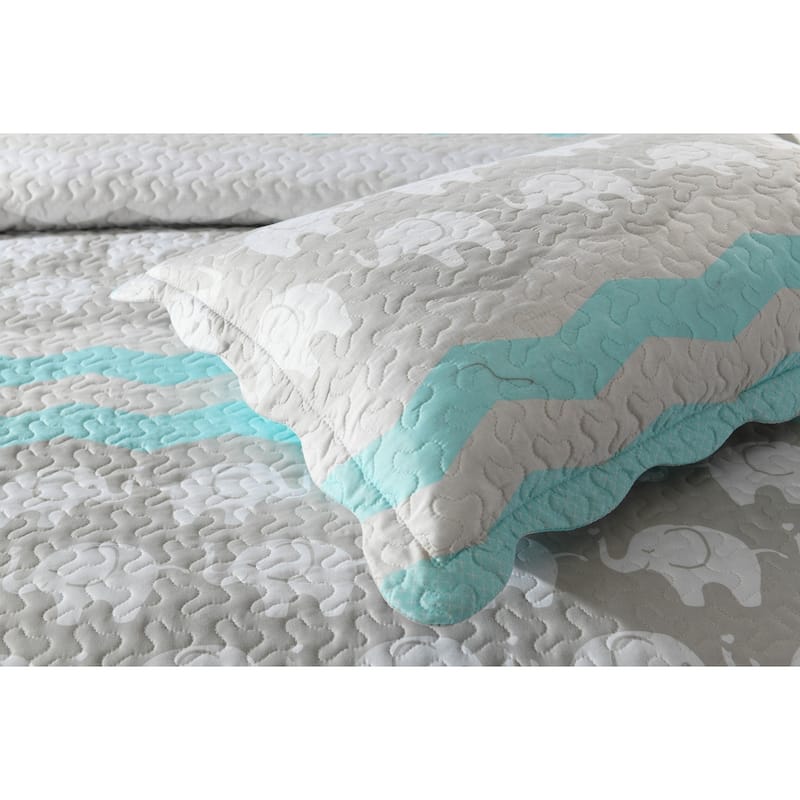 Elephant Kids Quilt Set Bedspread Coverlet Set