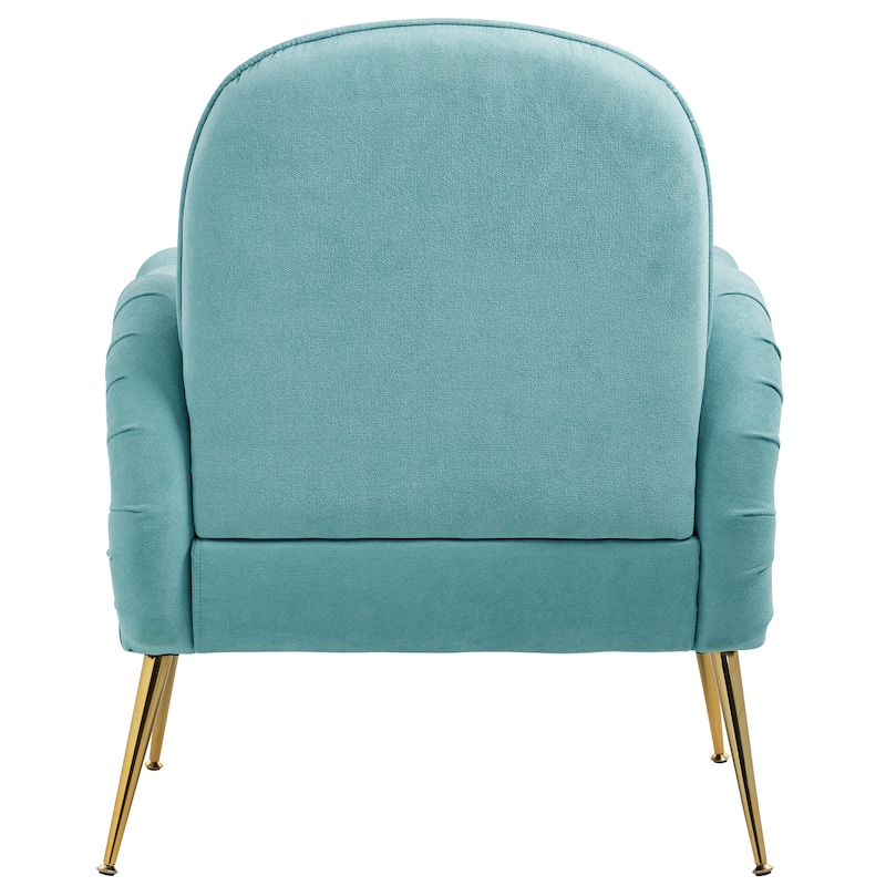 Snowflake Fabric Accent Chair with Gold Metal Legs, High-Density Foam and Spring Cushion, and 300 lbs Weight Capacity