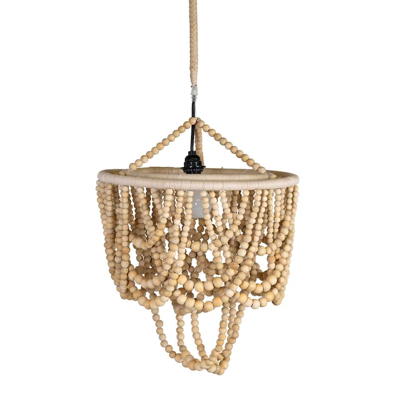 Natural Wood Beaded Chandelier by East at Main