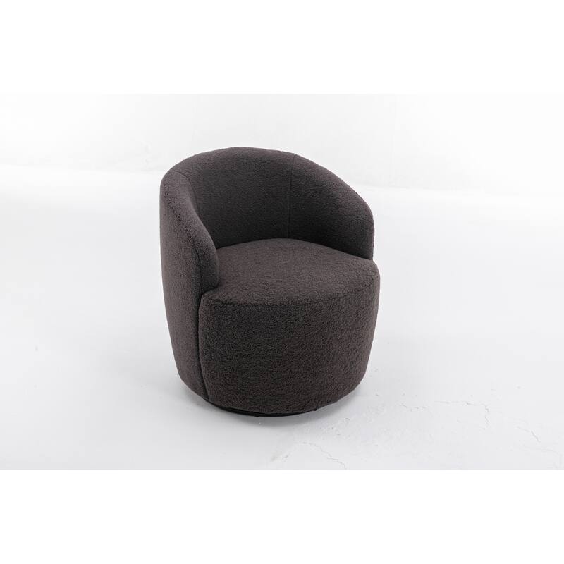 Wool Swivel Barrel Chair with 360° Rotation & Metal Base