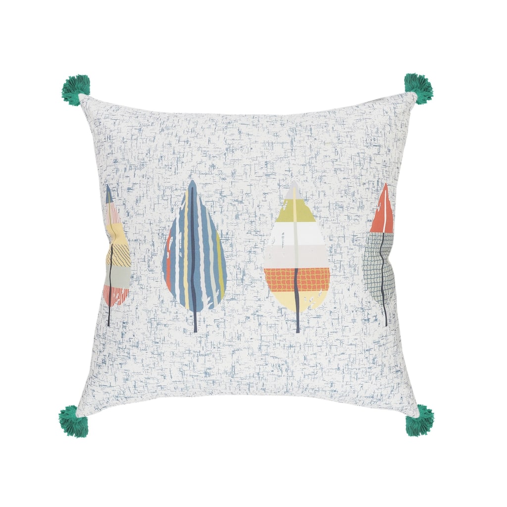 HomeRoots 20" X 20" White Blue And Green Polyester Geometric Zippered Pillow