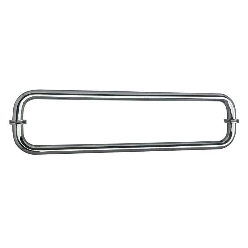CEL 12" x 12" Tubular Back-to-Back Pull Handle / Towel Bar for shower door - Polished Chrome