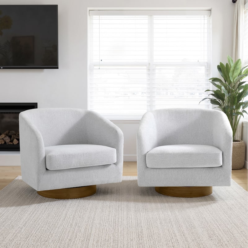 Faux Leather Wide Seat Swivel Barrel Chair