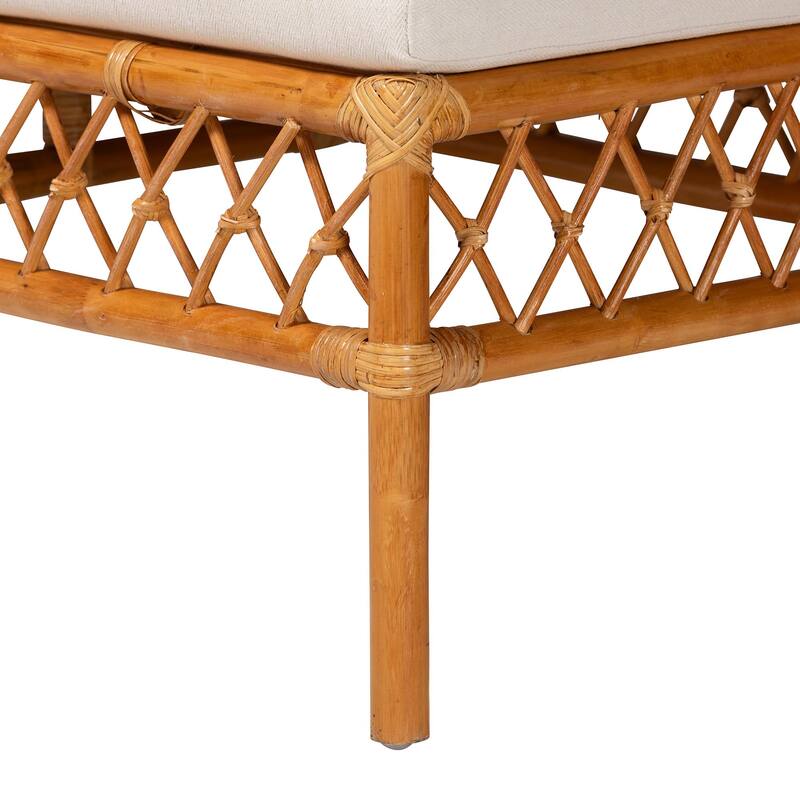 Adora Modern Bohemian Honey Rattan 4-Piece Dining Nook Set