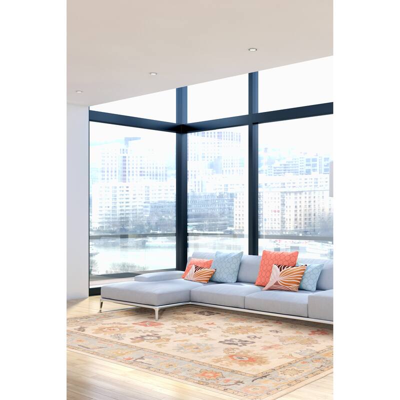 ECARPETGALLERY Hand-knotted Modern Oushak Beige Wool Rug - 8'10 x 12'0