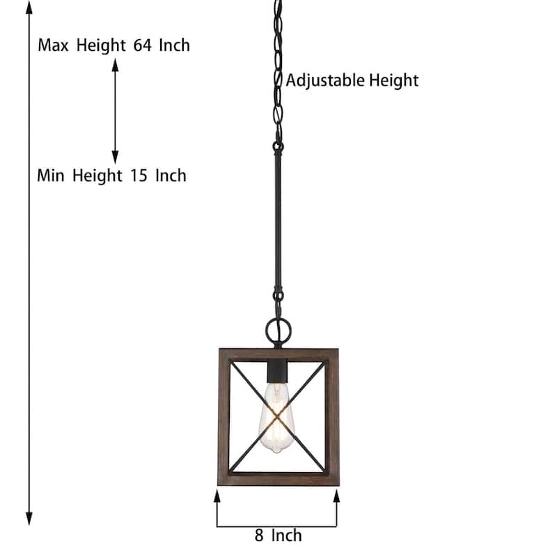 Kiro 1-light Modern Farmhouse Rectangle Pendant Light with UL Certified - N/A