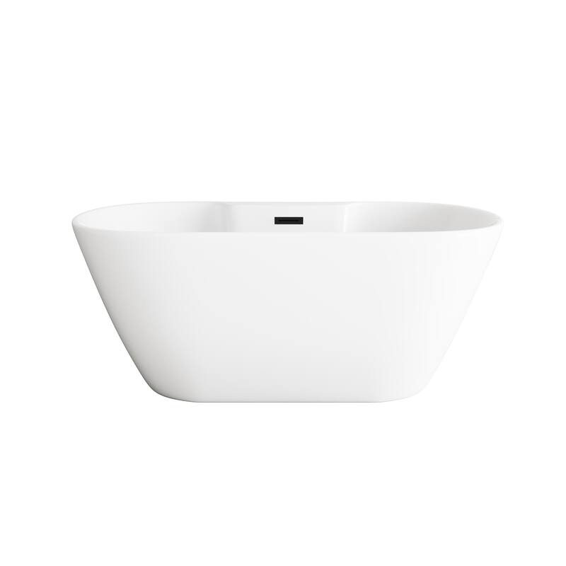 Nicolette Bathtub in Glossy White - Glossy White with Matte Black Trim - 59"