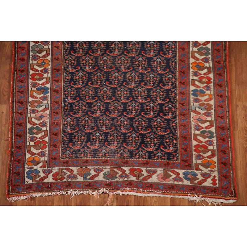 Pre-1900 Antique Malayer Persian Runner Rug Hand-Knotted Wool Carpet - 3'6"x 16'1"