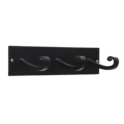 Achla Designs Lodge Triple Hook Bracket w/Multiple Hooks, 12.25 Inch Wide, Black Powder Coat Finish