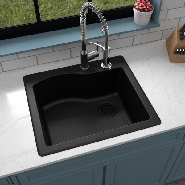 slide 2 of 53, Karran Drop-in Quartz Single Bowl Kitchen Sink