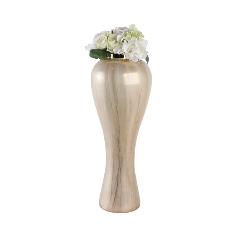 Glass Floor Vase with Tapered Body Rounded Lip Modern Glam Accent