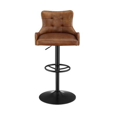 Art Leon Genuine Leather Swivel Bar Stool