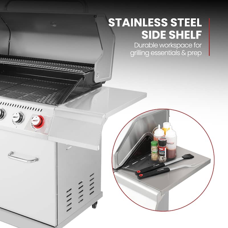Royal Gourmet Stainless Steel 6-Burner Grill with Sear&Side Burner