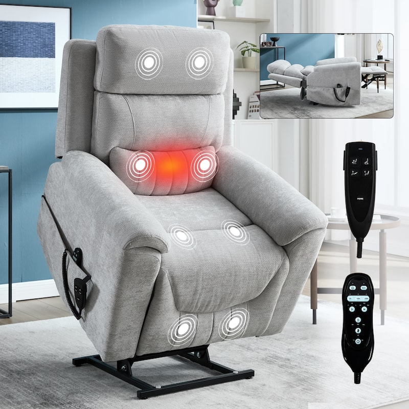 350 Lbs Leatherair Power Lift Recliner Chair,Heavy Duty Motion Mechanism With 8-Point Vibration Massage And Lumbar Heating