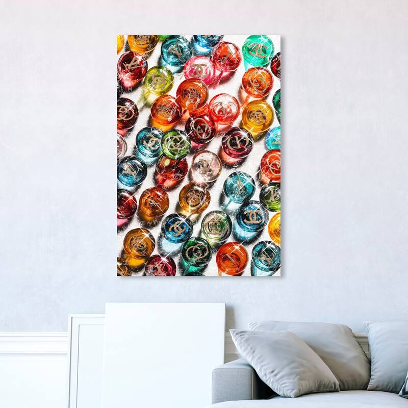 Wynwood Studio Fashion and Glam The Fashionista Crystal Pebles Orange and Wall Art Canvas Print - 45 x 30