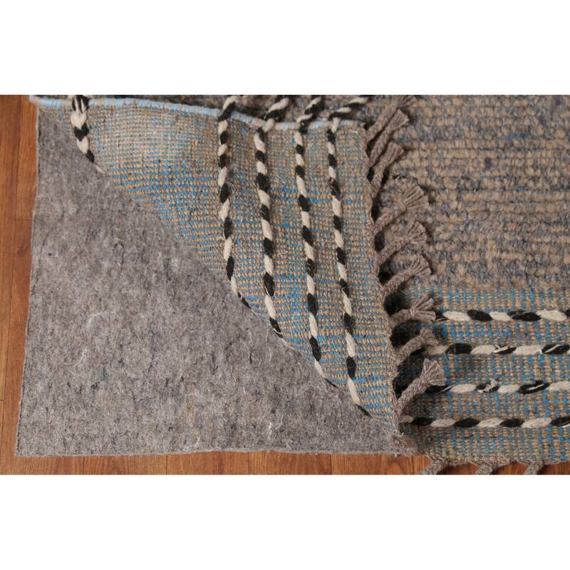 Earth Tone Moroccan Oriental Area Rug Hand-Knotted Brown Wool Carpet - 7'9"x 12'0"