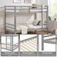 preview thumbnail 4 of 41, Twin over Twin Wooden Bunk Bed,High Guardrail,Ladder,Kids Teens,Dorm
