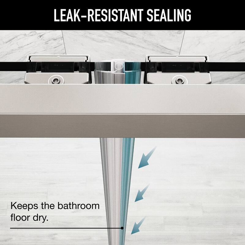 VIGO Paloma 56 to 60 in. W x 74 in. H Semi-Frameless Double-Sliding Shower Door with Clear Tempered Glass