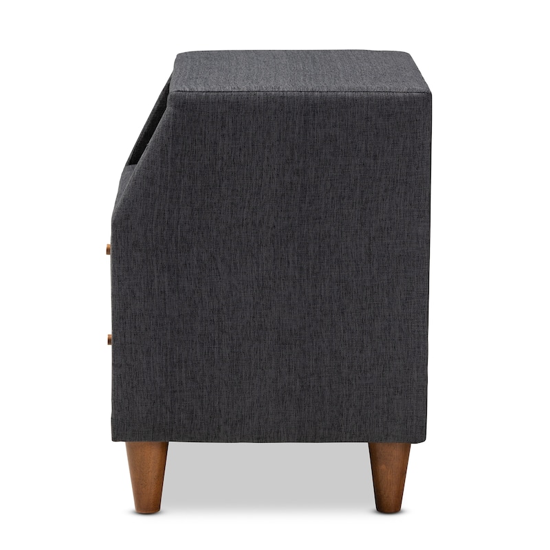 Modern Nightstand with Drawers - Wood & Fabric Bedside Table, 78" Wide