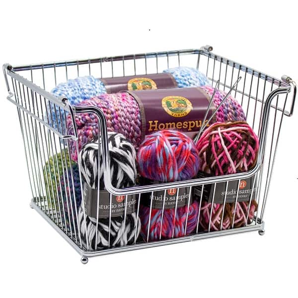 Stackable Metal Storage Organizer Bin Basket Large, 6 Pack Bed Bath