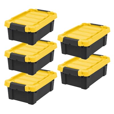 IRIS USA® STOR-IT-ALL 13.30 Qt Buckle Lid - Black - Set of 5