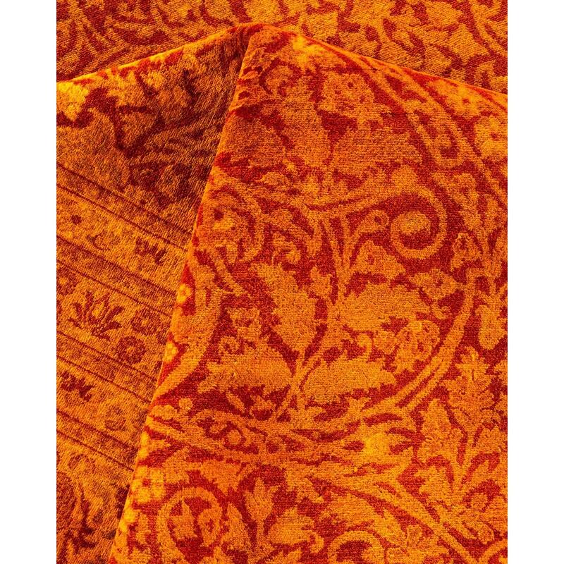 Overton Handknotted Wool Vintage Inspired Contemporary Overdyed Orange Area Rug - 18' 1" x 12' 4"