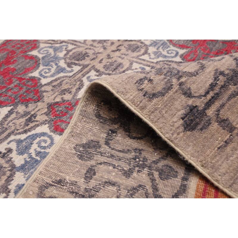 ECARPETGALLERY Hand-knotted Signature Collection Grey, Red Wool Rug - 8'10 x 12'1