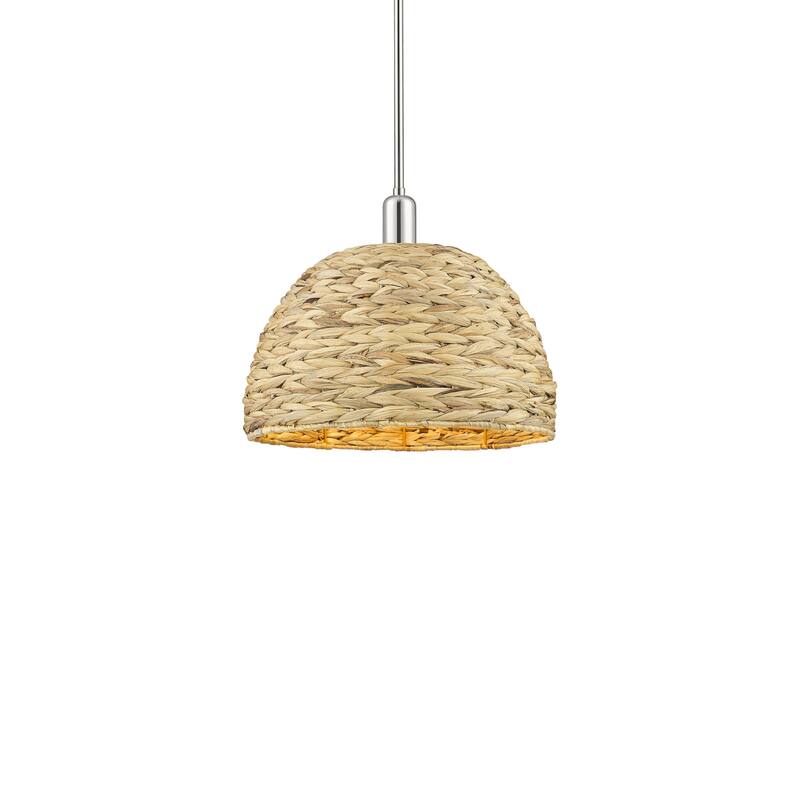 Innovations Lighting 716-1S-14-16 Woven Rattan Pendant Woven Rattan - Polished Nickel / Natural