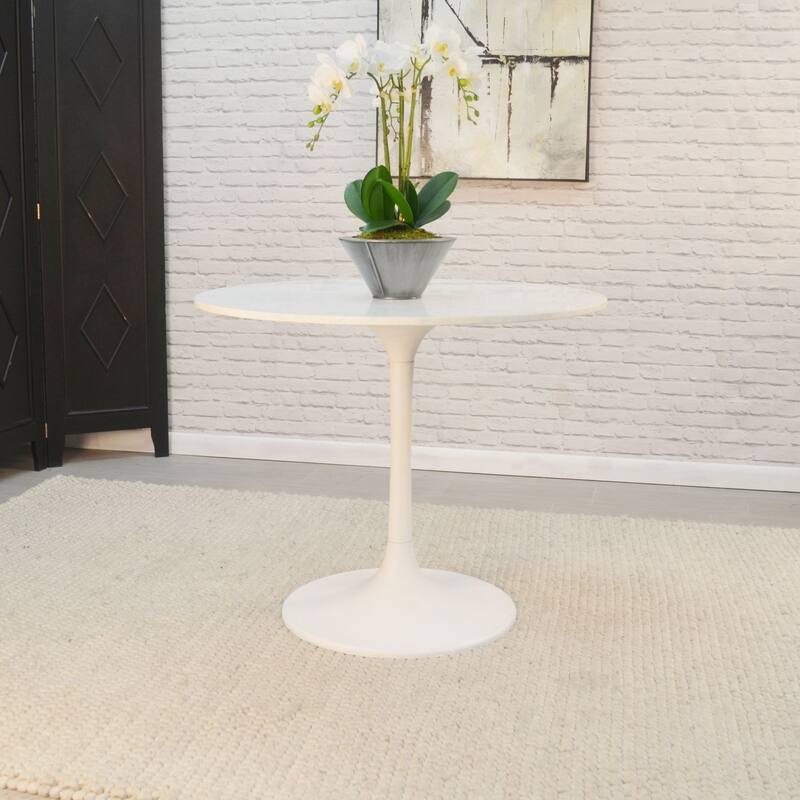 Marble Top Pedestal Dining Table - 36" - White
