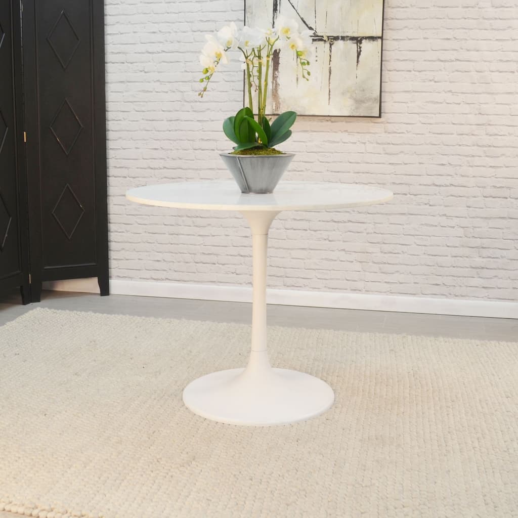 Marble Top Pedestal Dining Table - 36" - White