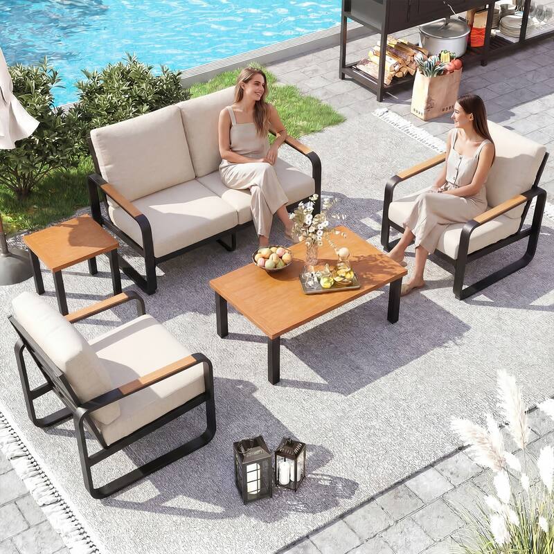 Outdoor Patio Conversation Sofa Set with Cushions