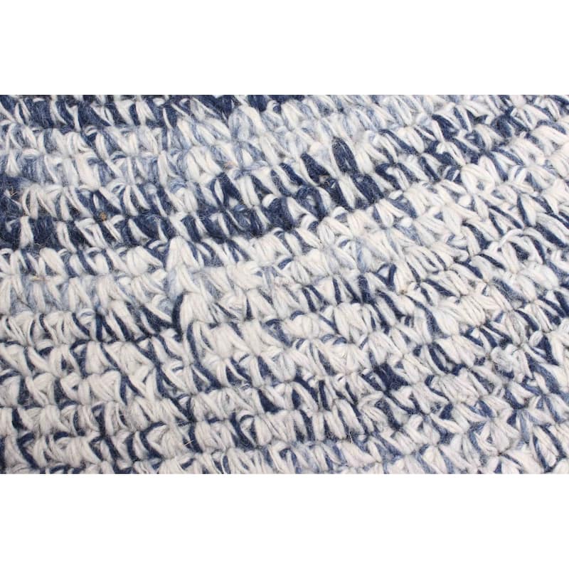 ECARPETGALLERY Braid weave Sienna Dark Navy Wool Rug - 3'11 x 3'11