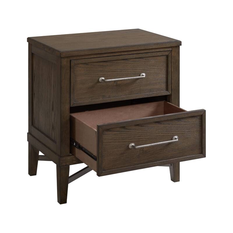 Preston 26" Wide Bedroom Nightstand with 2 Drawers, Weathered Vintage Oak