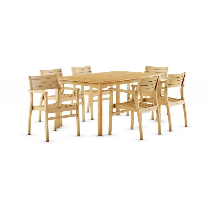 Amazonia 7 Piece FSC Solid Teak Wood Savannah Outdoor Patio Dining Set - 7 piece
