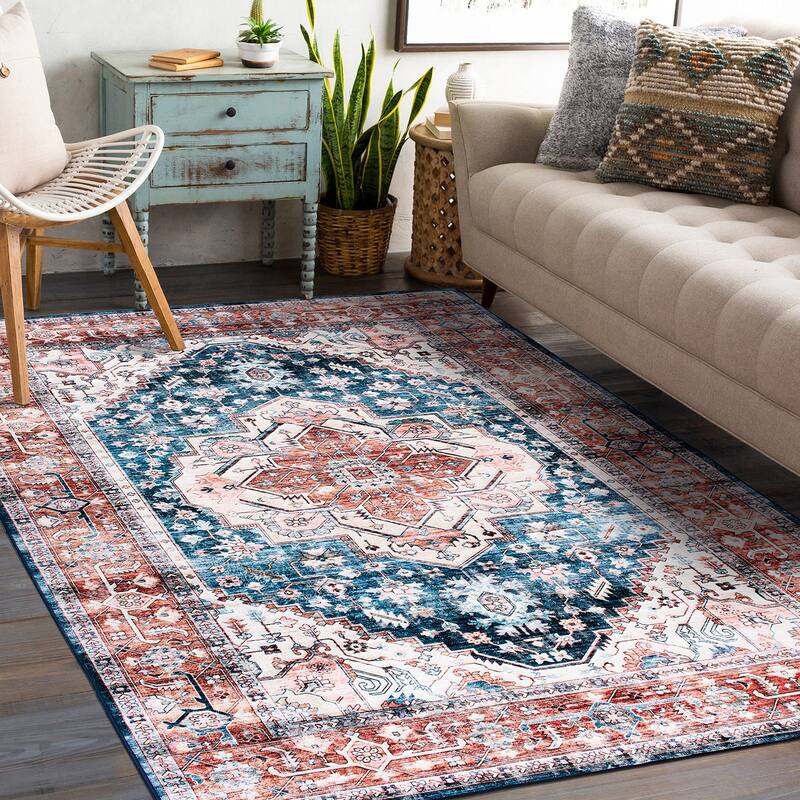 World Rug Gallery Transitional Distressed Machine Washable Area Rug