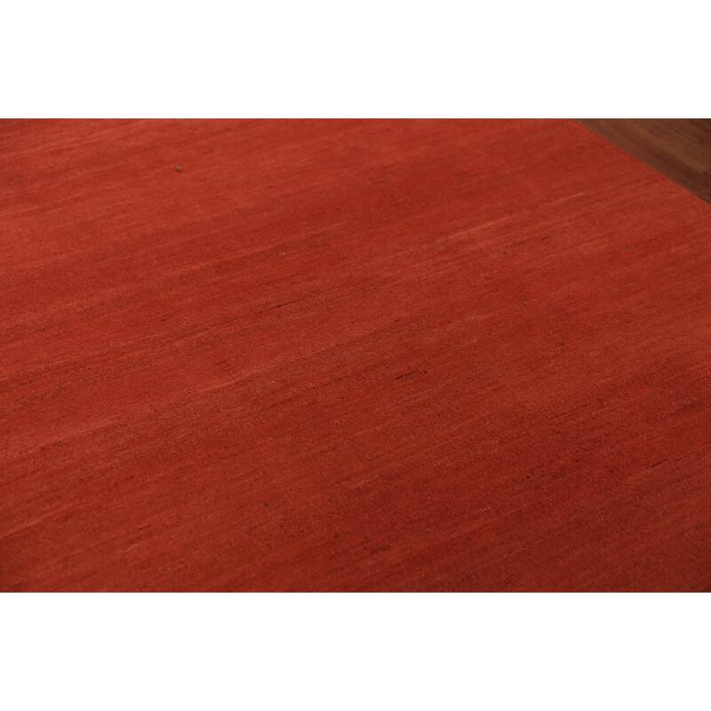 Striped Orange Gabbeh Modern Area Rug Hand-Knotted Wool Carpet - 6'6" x 9'10"