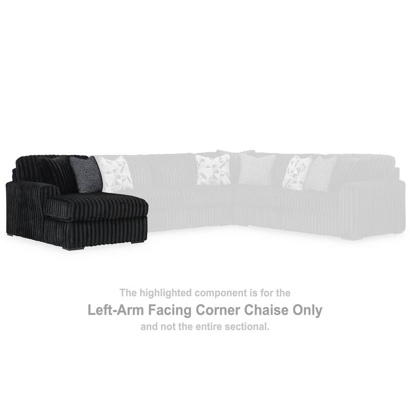 Signature Design by Ashley Midnight-Madness Black 3-Piece Sectional with Chaise - 190" W x 65" D x 40" H