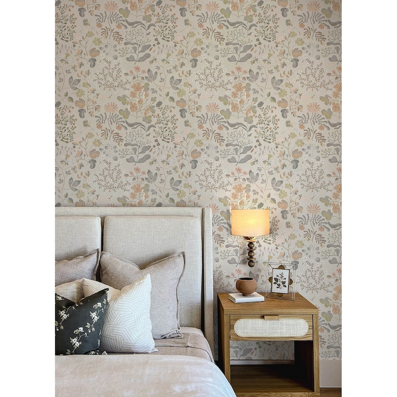 A-Street Prints Groh Neutral Floral Wallpaper
