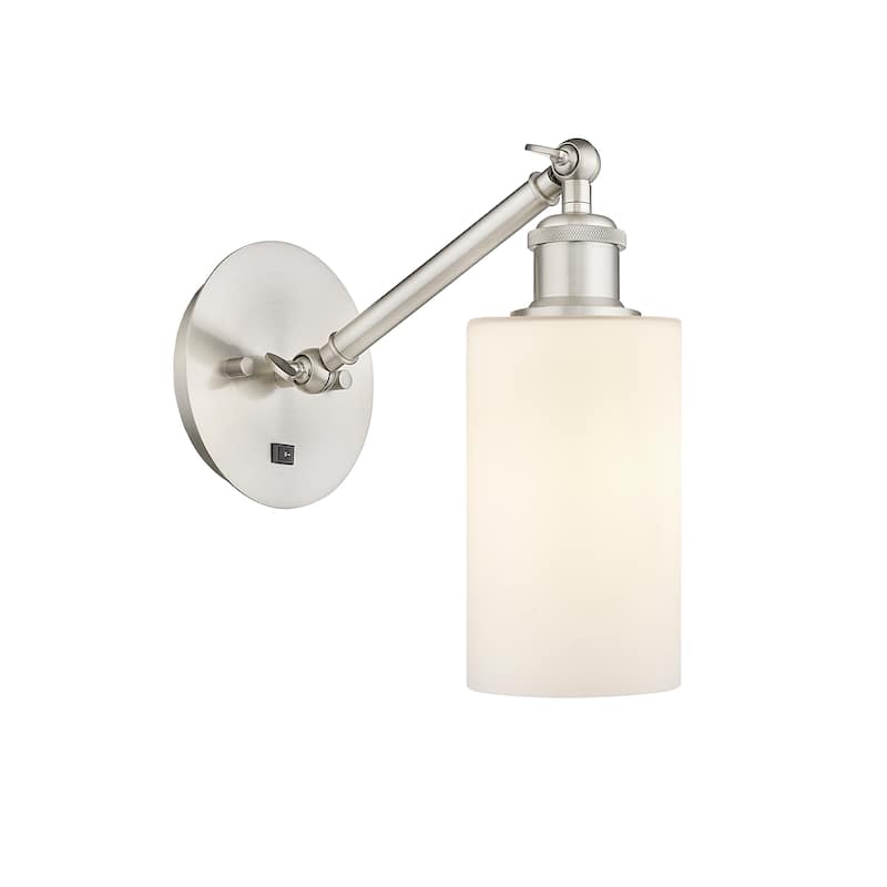 Innovations Lighting Ballston Clymer - 1 Light 5" Sconce - Arm Adjusts Up and Down - Matte White/Brushed Satin Nickel