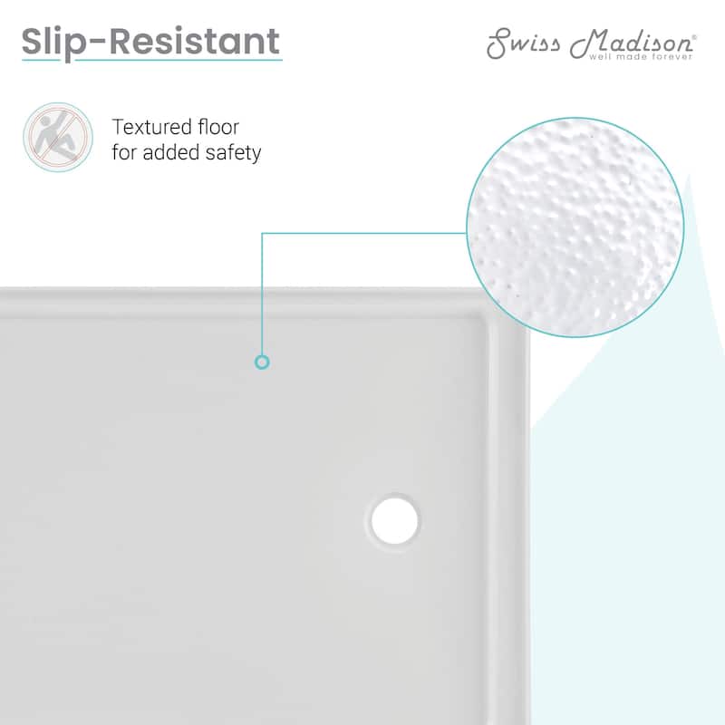 Carré 48" x 36" Acrylic White, Single-Threshold, Left Drain, Shower Base